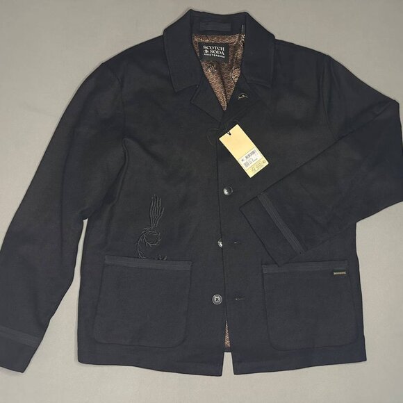 Brand New Scotch Soda Men's Embroidered Wool-Blend Blazer Size M - Picture 1 of 13